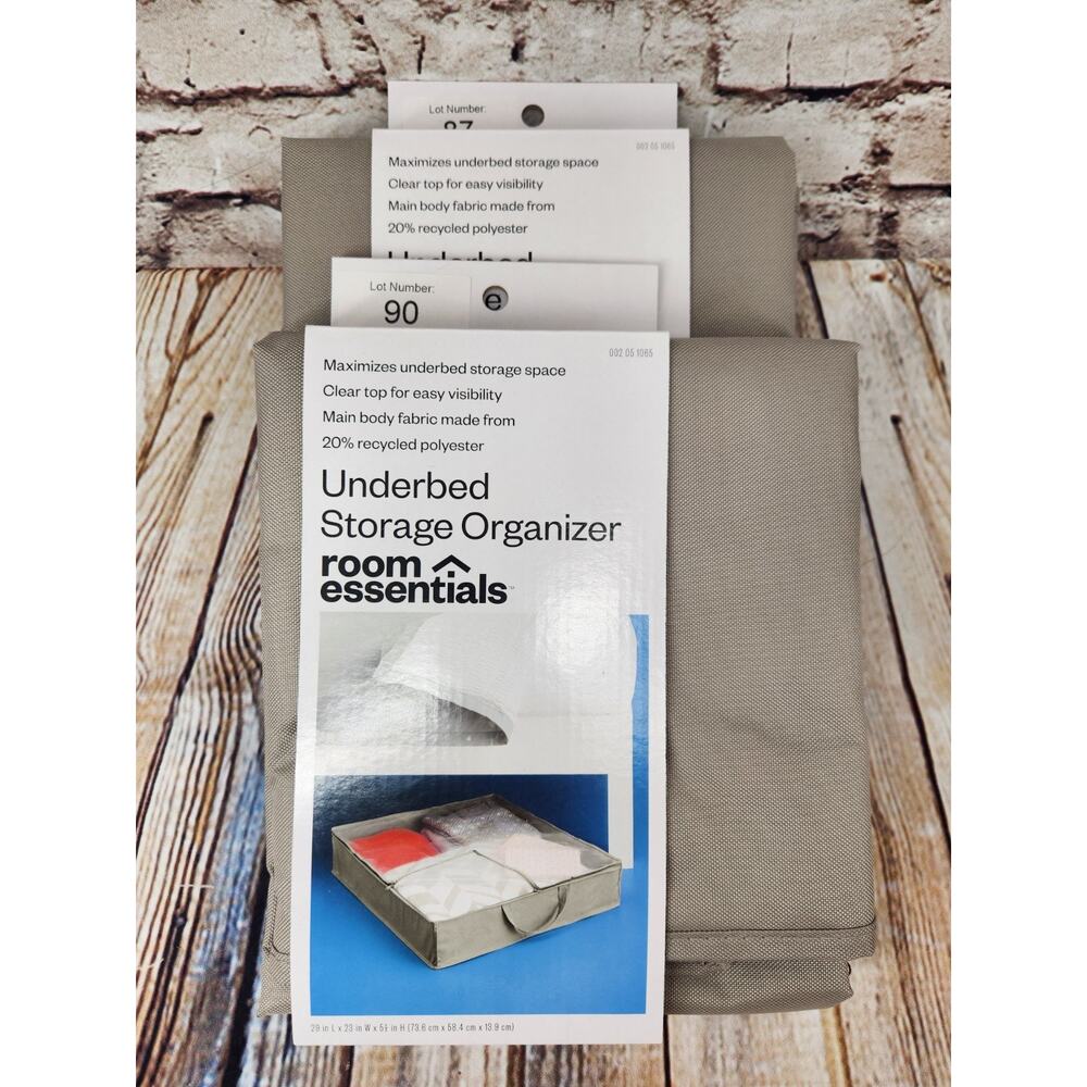 Set Of 2 Room Essentials Underbed Zippered Storage Bag 29 x 23 x 5.5 NEW